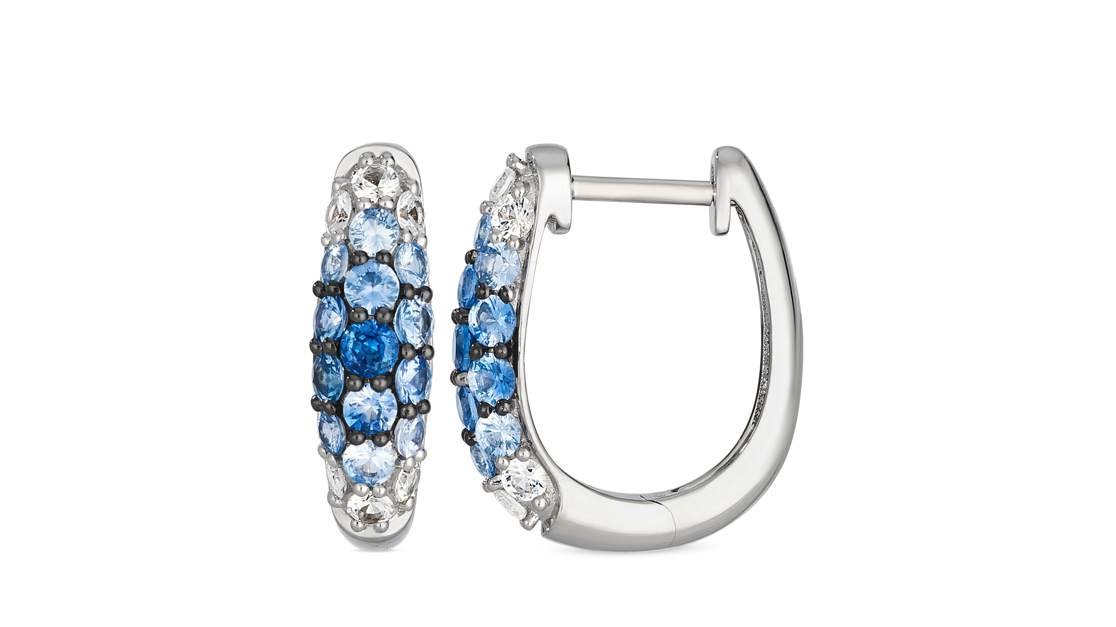 Le Vian White Sapphire (0.42 ct. t.w.) and Sapphire Ombres (1.33 ct. t.w.) Hoop Earrings in 14K Vanilla Gold