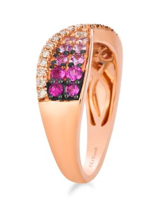 White Sapphires (0.05 ct. t.w.), Pink Sapphire (0.66 ct. t.w.), and Nude Diamond (0.19 ct. t.w.) Ring in 14k Strawberry Gold