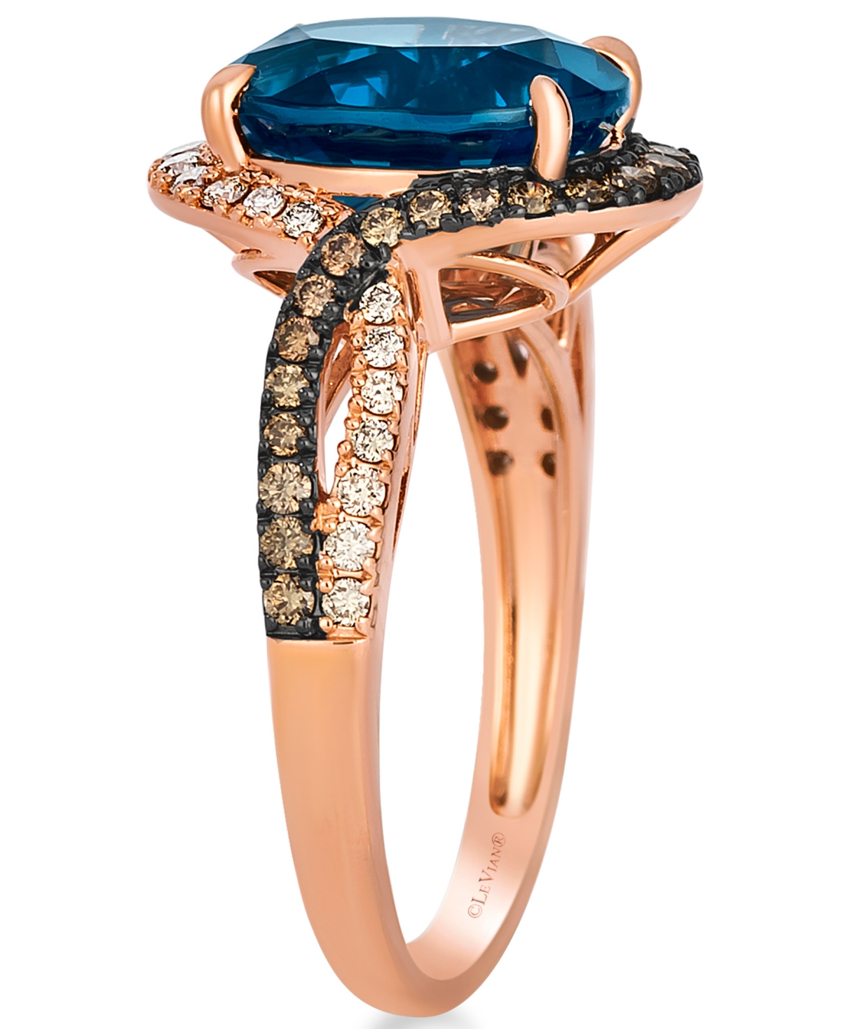 Le Vian London Blue Topaz (4 Ct. T.w.), Chocolate Diamond (0.23 Ct. T.w.), And Nude Diamond (0.19 Ct. T.w.)  In Blue