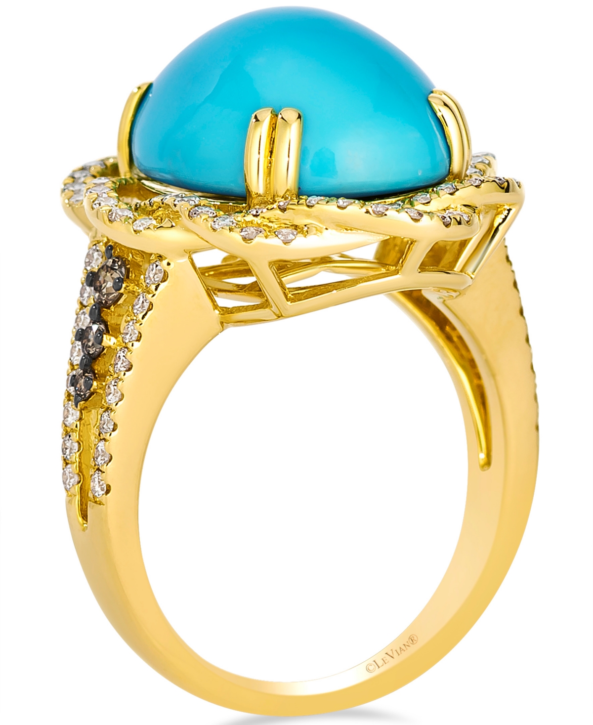 Le Vian Turquoise (8.6 ct. t.w.), Chocolate Diamond (0.15 ct. t.w.), and Nude Diamond (0.74 ct. t.w.) Ring in 14K Honey Gold