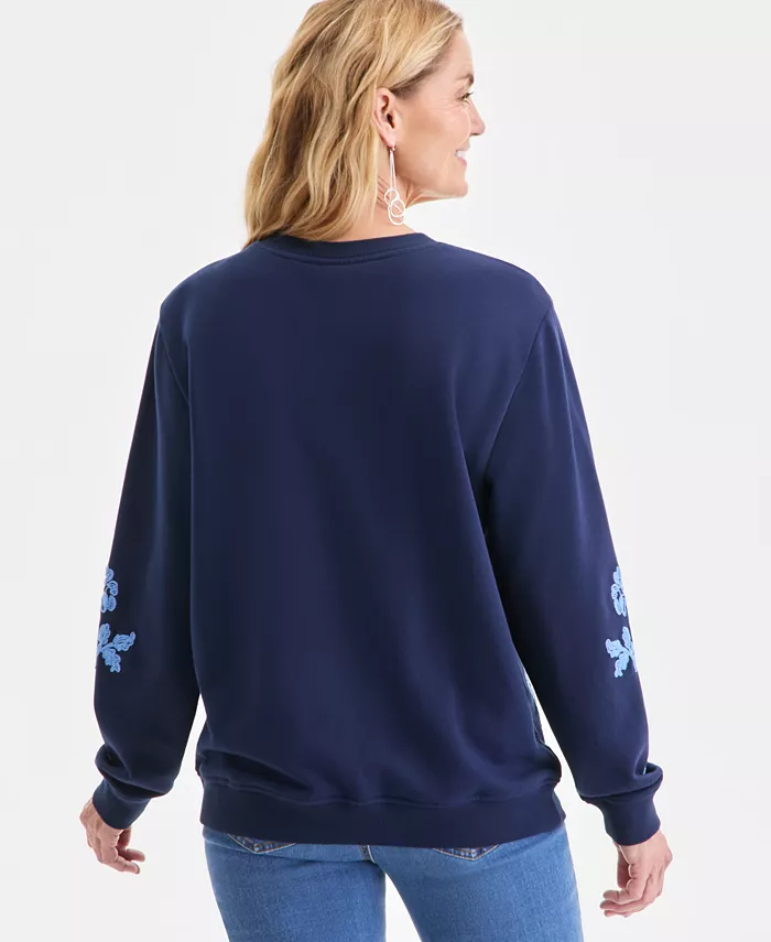 Women's Crewneck Embroidered Sweatshirt - thumbnail 4