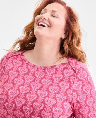 Plus Size Cotton Boat-Neck Top, Macy's Exclusive