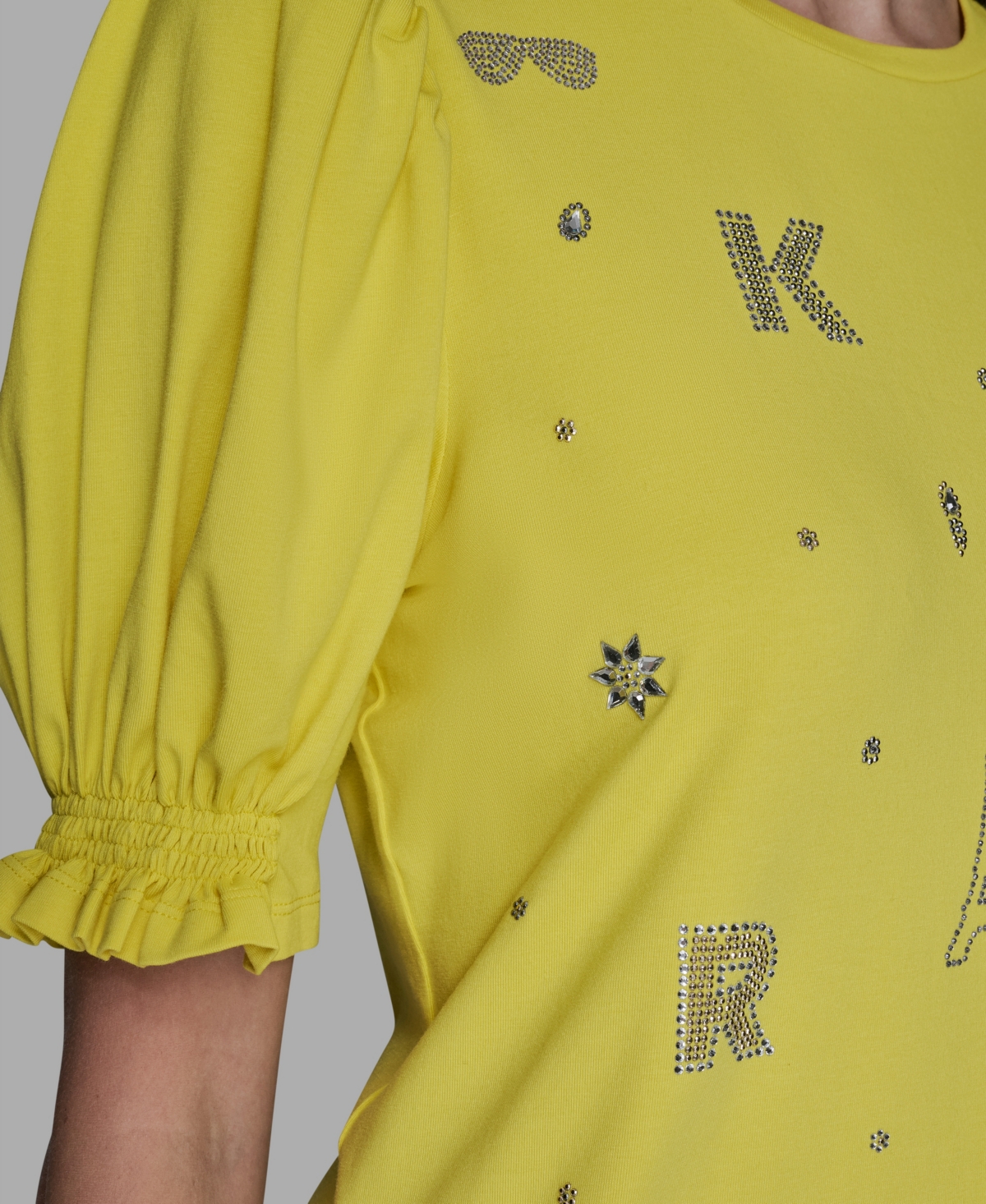 Karl Lagerfeld Women's Puff Sleeves T-shirt In Yellow