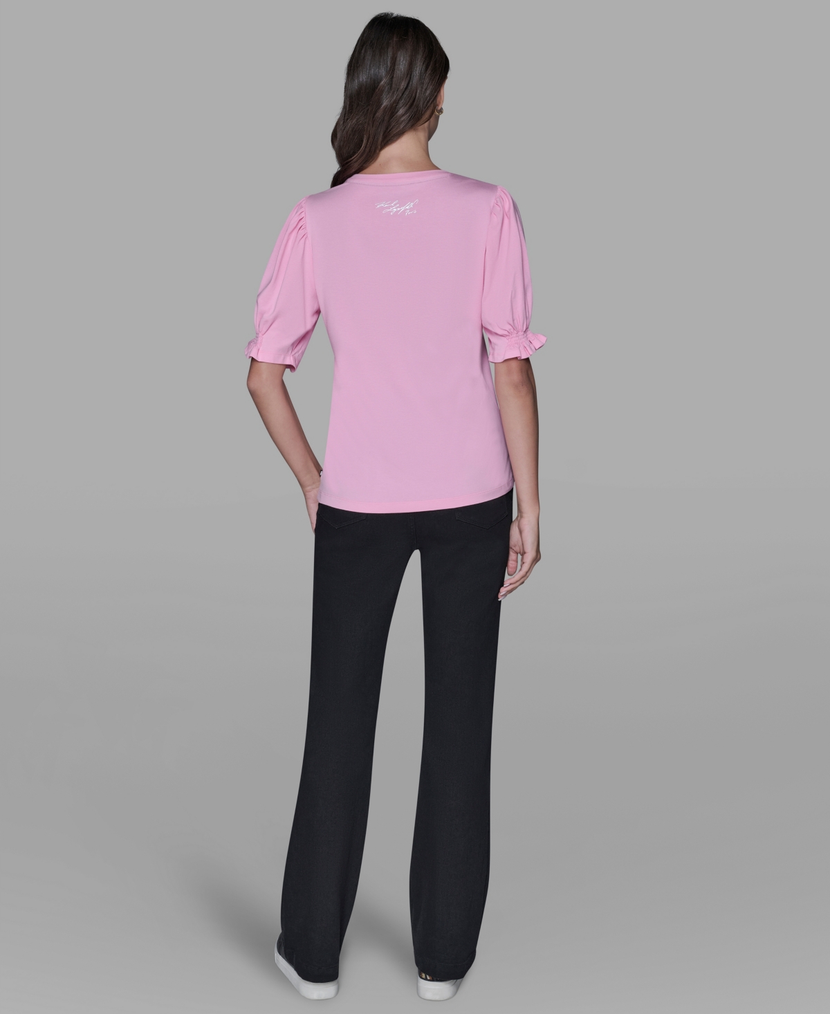Karl Lagerfeld Women's Puff Sleeves T-shirt In Pink