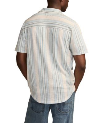 Men's Short-Sleeve Striped Linen Knit Shirt