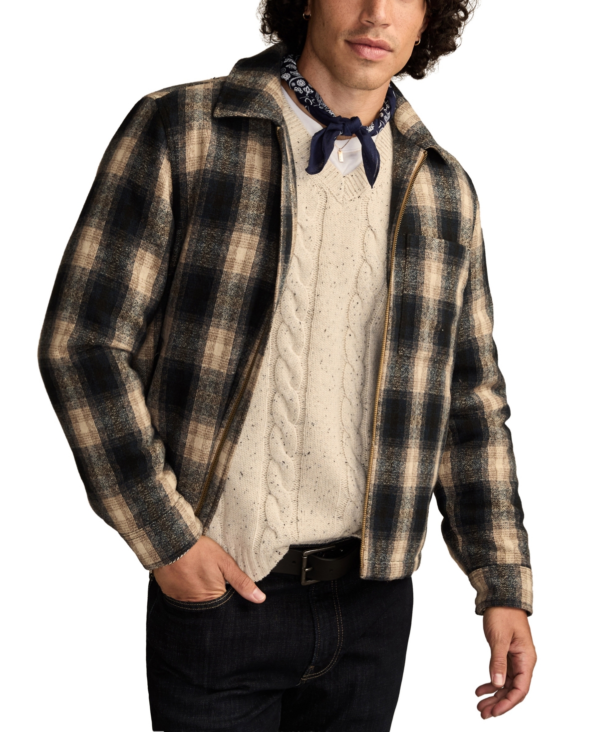 Lucky Brand Men's Plaid Long-Sleeve Jacket