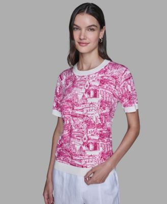 KARL LAGERFELD PARIS - Women's Printed Short-Sleeve Top