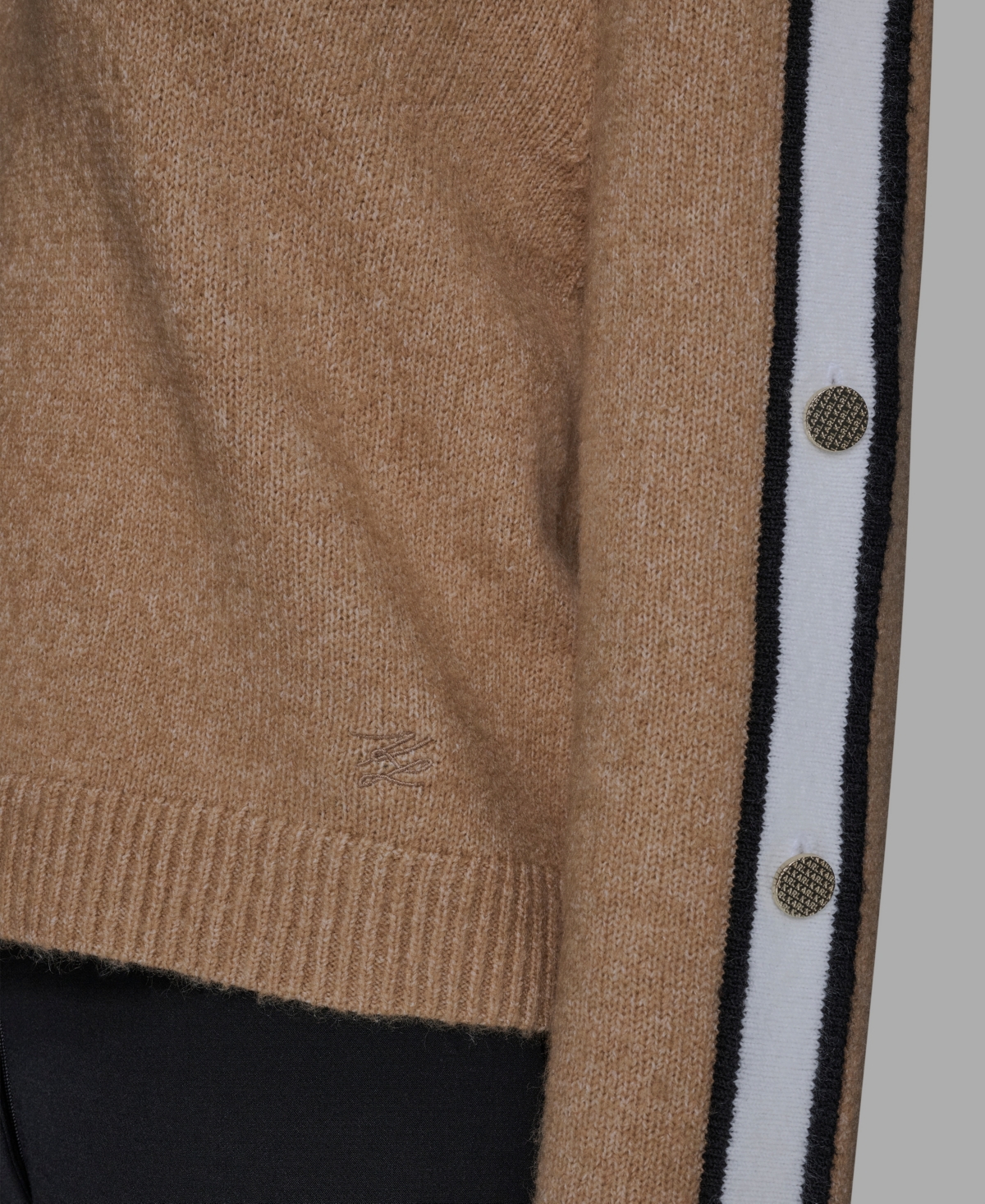 Karl Lagerfeld Women's Contrast Trim Pull-on Sweater In Brown