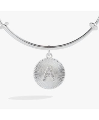 Pave Starburst Texture Initial Bangle Bracelet 
