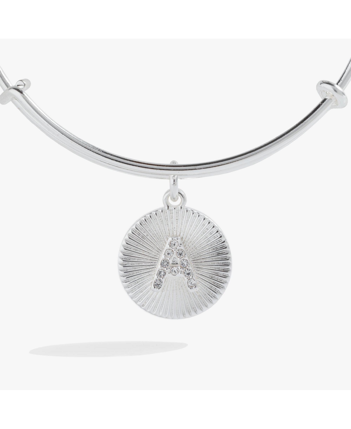 Pave Starburst Texture Initial Bangle Bracelet M