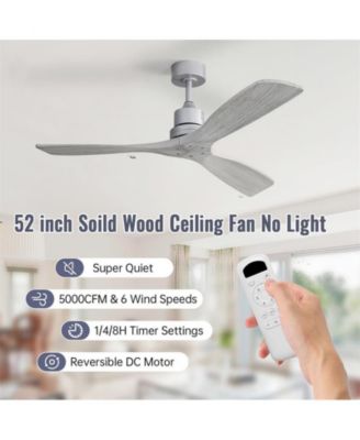 52-inch Modern Silver 3 Blades Walnut Ceiling Fan with 6 Speed Remote control and Timing and Forward Reverse Rotation Function for Indoor