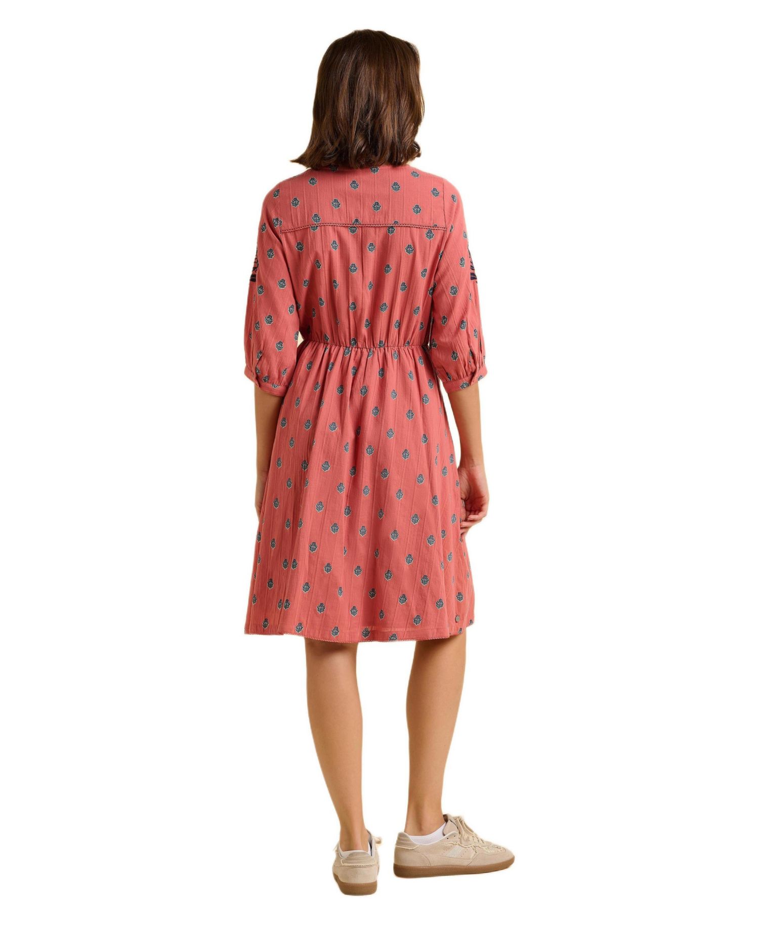 Women's Rolling 3/4 Sleeve Round Neck Dress