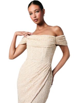 Women's Sequin Bardot Maxi Bridesmaid Dress