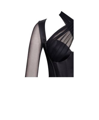 Women's Nataly Black Mesh Satin Corset Top