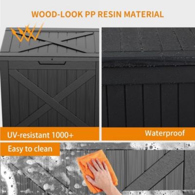 30 gal Patio Waterproof Resin Deck Box Lockable Outdoor Storage Garden Tools