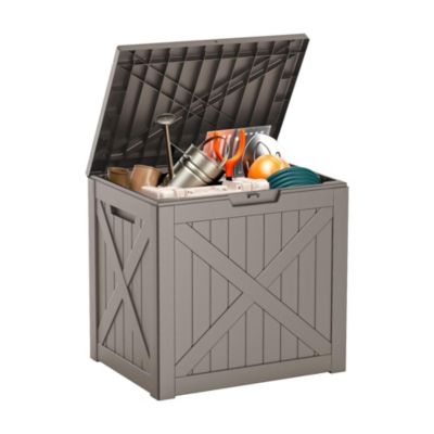 30 gal Patio Waterproof Resin Deck Box Lockable Outdoor Storage Garden Tools