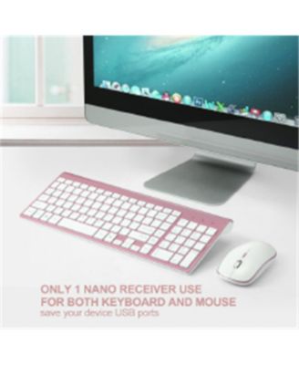 Ultra-Thin Silent Ergonomic Wireless Keyboard and Mouse Combo with Numeric Keys and 2.4G Receiver for PC and Laptop