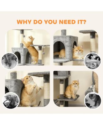 Multi-Level Cat Tree with 2 Condos, 80" Tall Cat Tower for Indoor