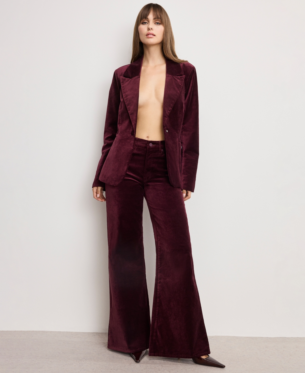 Good American Women's Velvet High Rise Palazzo Jeans