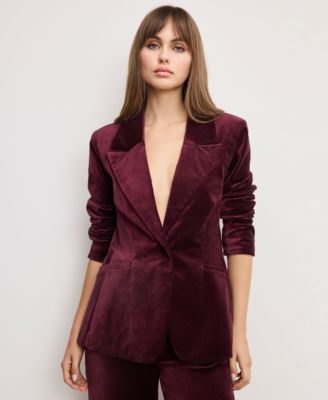 Women's Long Sleeve Velvet Sculpted Blazer, Regular and Plus Size