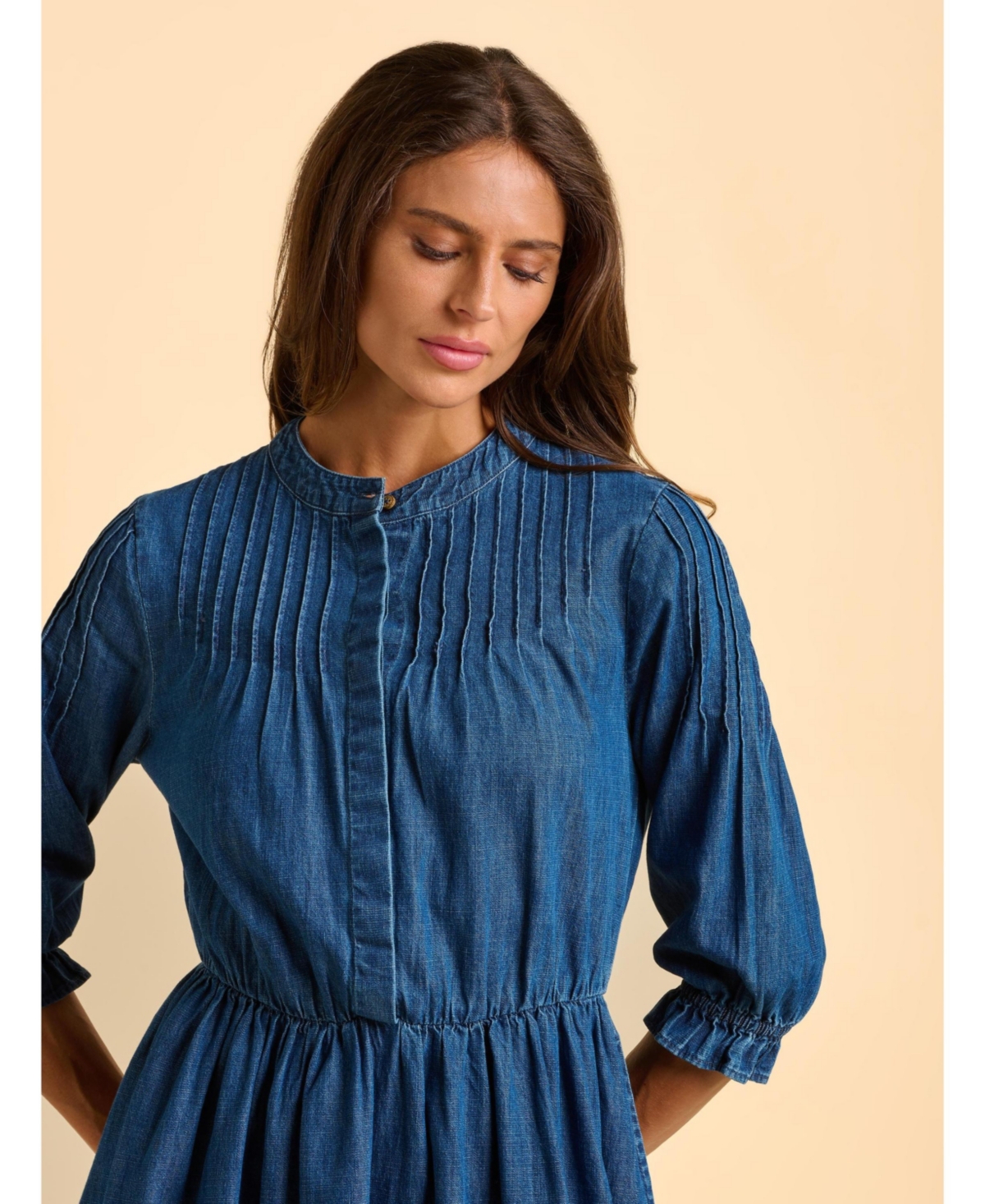 Brakeburn Women's Icylyn 3/4 Sleeve Round Neck Midi Dress