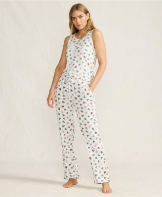 Women's Brushed Cozy Waffle Jersey 3 Piece Pajama Set - Tank Top Pant and Robe