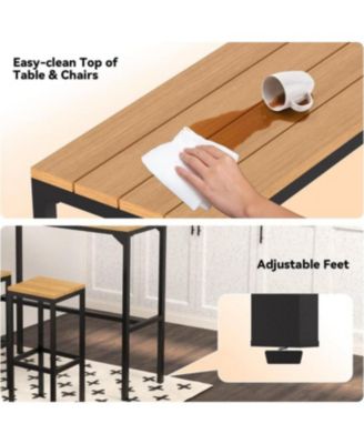 3 Pieces Outdoor Bar Set of 2 for Balcony