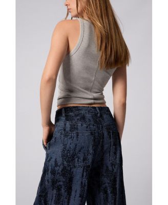 Women's Jacquard gradient denim trousers