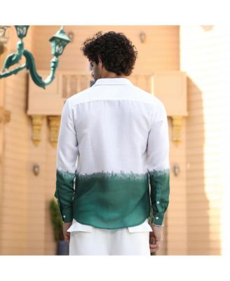 Men's Emerald Green Ombre-Plunge Regular Shirt