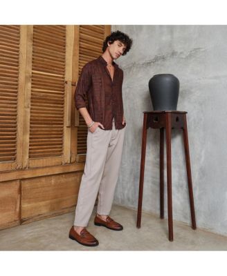 Men's Russet Brown Aztec-Imprint Shirt