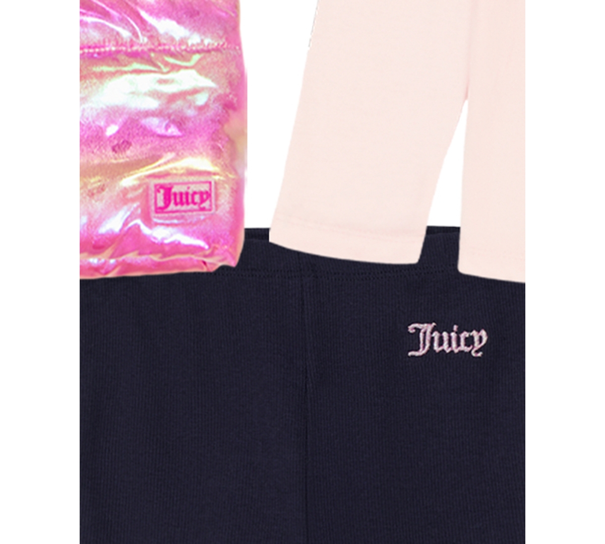 Juicy Couture Girls 4-6X 3-Piece Long-Sleeve T-Shirt, Vest and Leggings Set