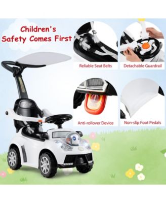 Baby 3-in-1 Sliding Walker w/ Adjustable Canopy Horn Music & Light