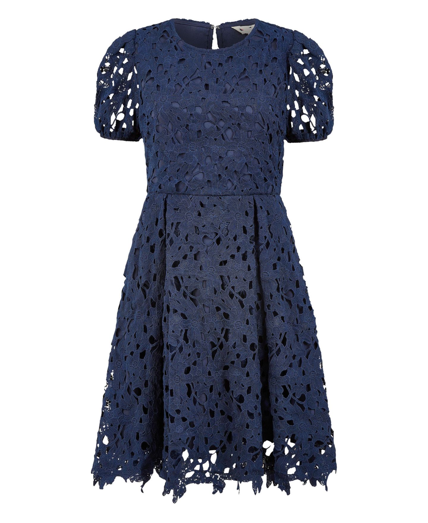 Женское платье Yumi Lace Puff Sleeve Skater, цвет: Тёмно-синий — фото 5
