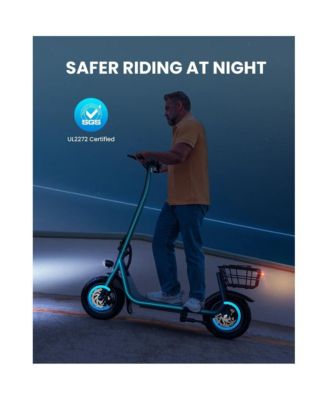 Folding Electric Scooter for Adults: 12" Solid Tires, Basket, 550W Motor, Up to 20 Miles Range.