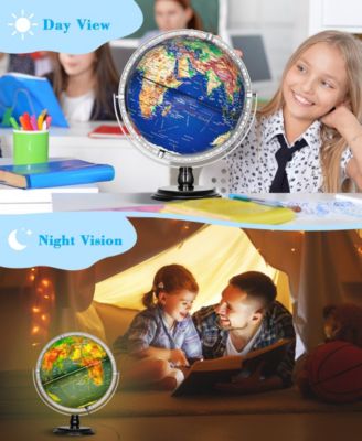 13-Inch Raised Relief Light-Up Globe with AR App – Interactive LED Educational World Globe for Kids