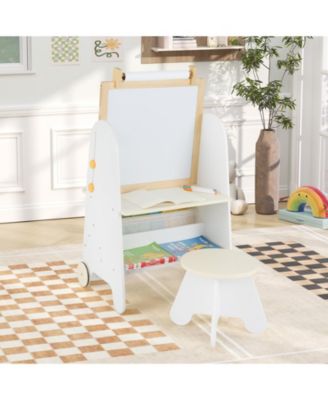 4-in-1 Toddler Activity Table Set with Magnetic Whiteboard and Chalk Board