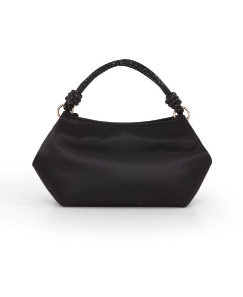 Женская сумка Jewel Badgley Mischka Noelle Crystal Handle Satin Pouch, цвет: Чёрный