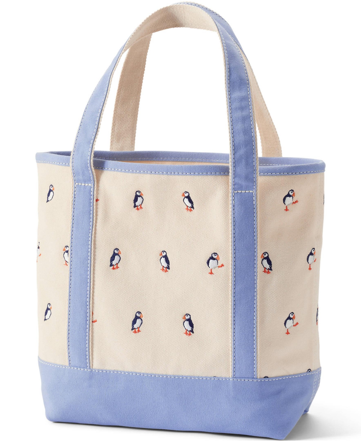 Lands' End Medium Embroidered 5 Pocket Open Top Canvas Tote Bag