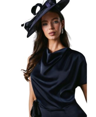 Women's Tie Side Satin Drape Wide Leg Jumpsuit