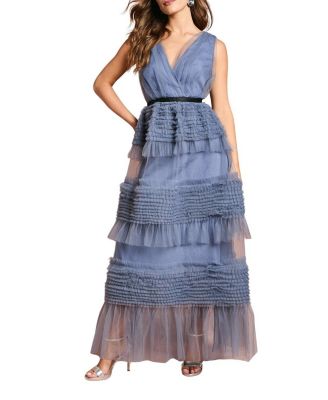 Women's Sleeveless Mesh Wrap Top Maxi Dress