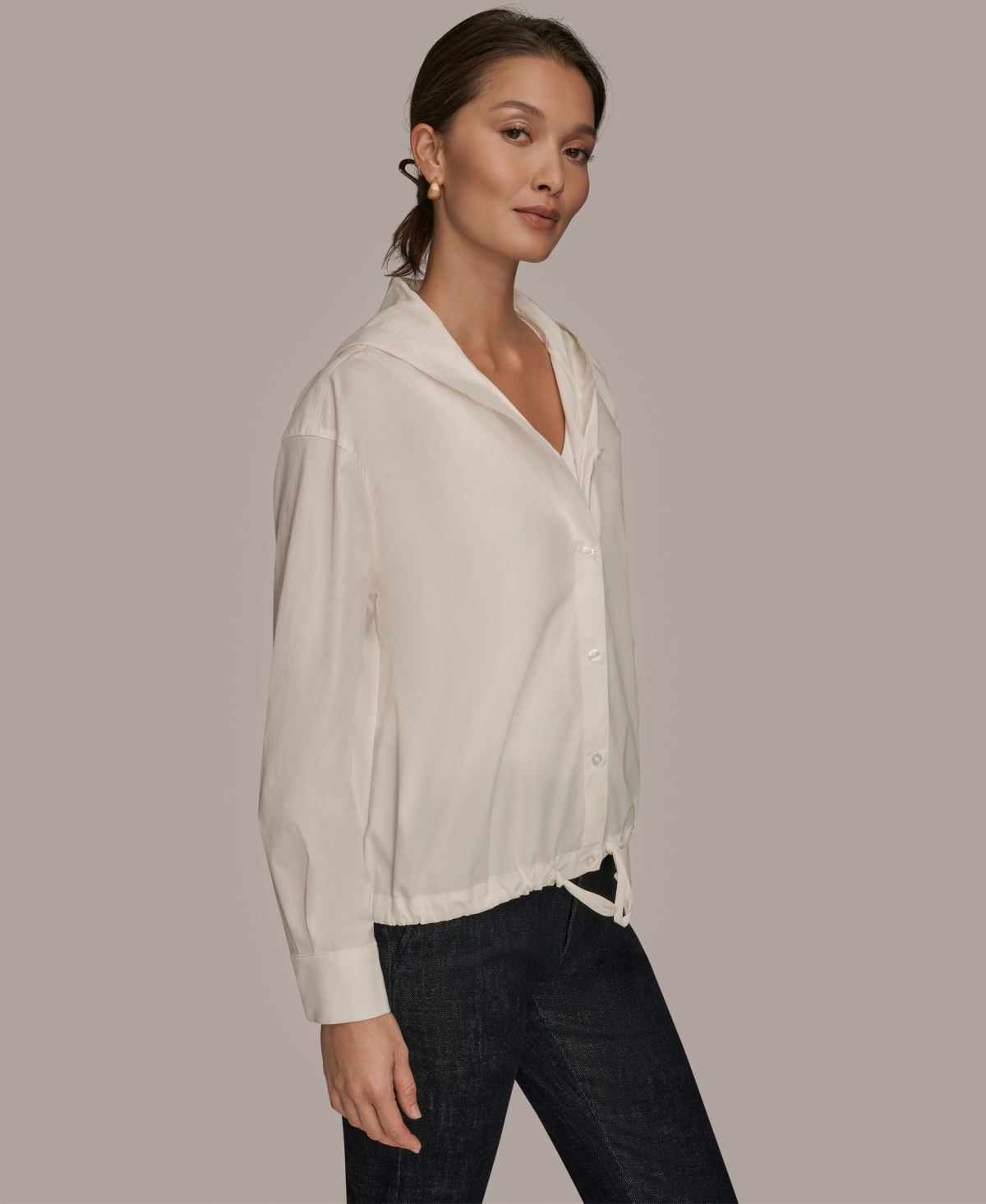 Donna Karan Weekend Women's Long-sleeve Hooded Jacket In White