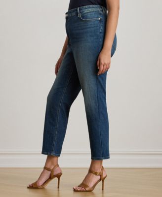 Plus Size High-Rise Straight Ankle Jeans