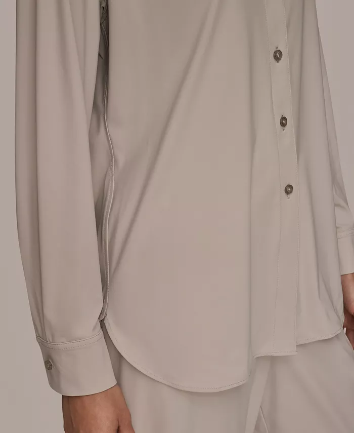 Women's 4-Way Stretch Knit Long Sleeve Button-Front Shirt - thumbnail 5