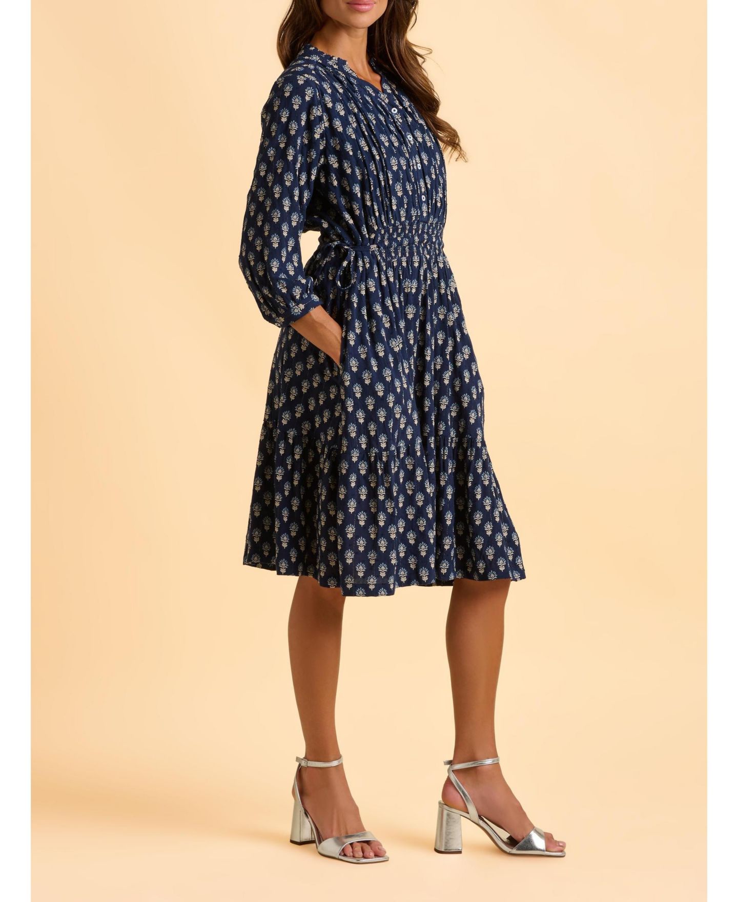 Женское платье Brakeburn Alpine 3/4 Sleeve Drawstring Waist, цвет: Тёмно-синий — фото 8