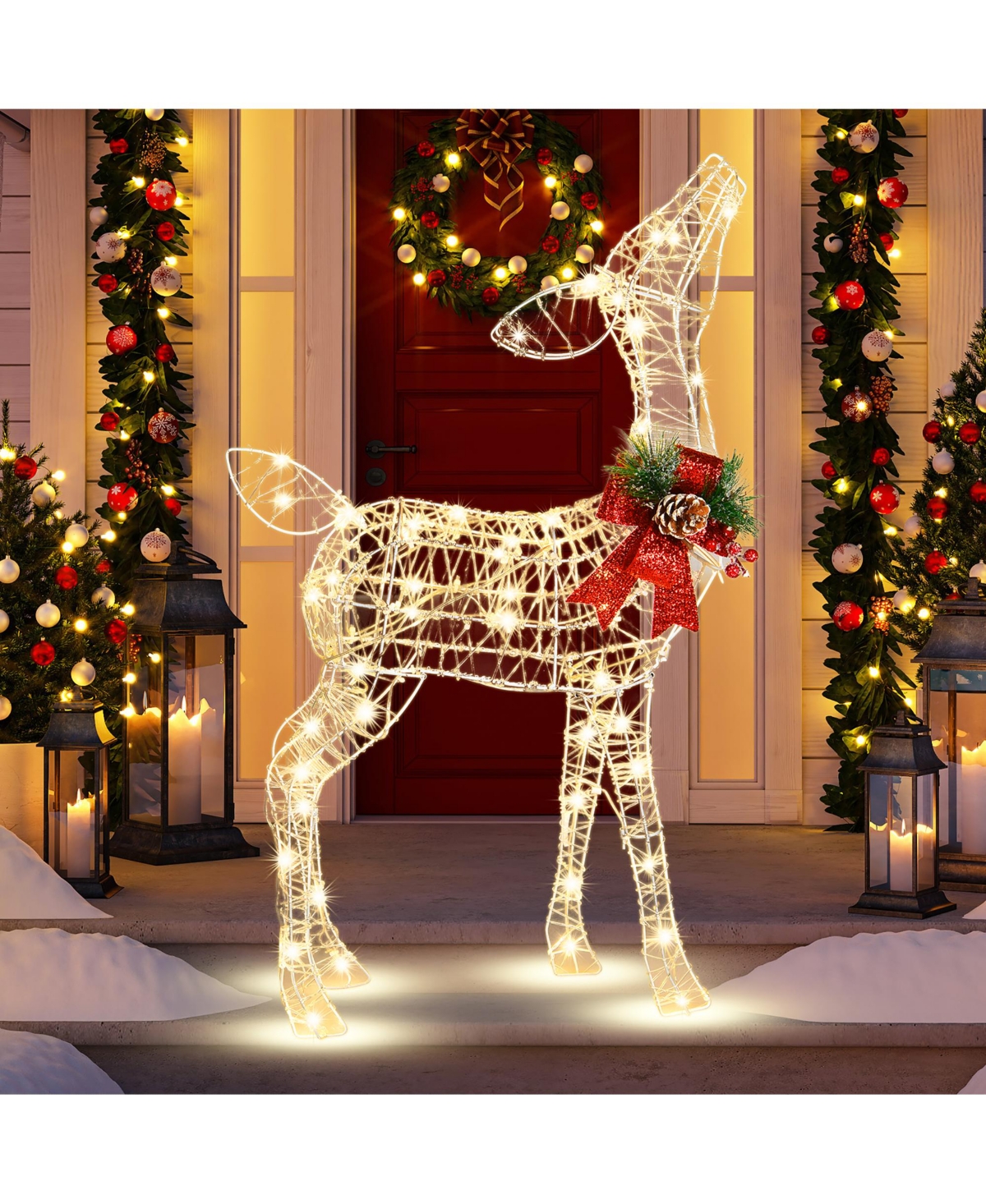 Lighted Christmas Reindeer w/ 50 Led Lights Outdoor Yard Christmas Decorations