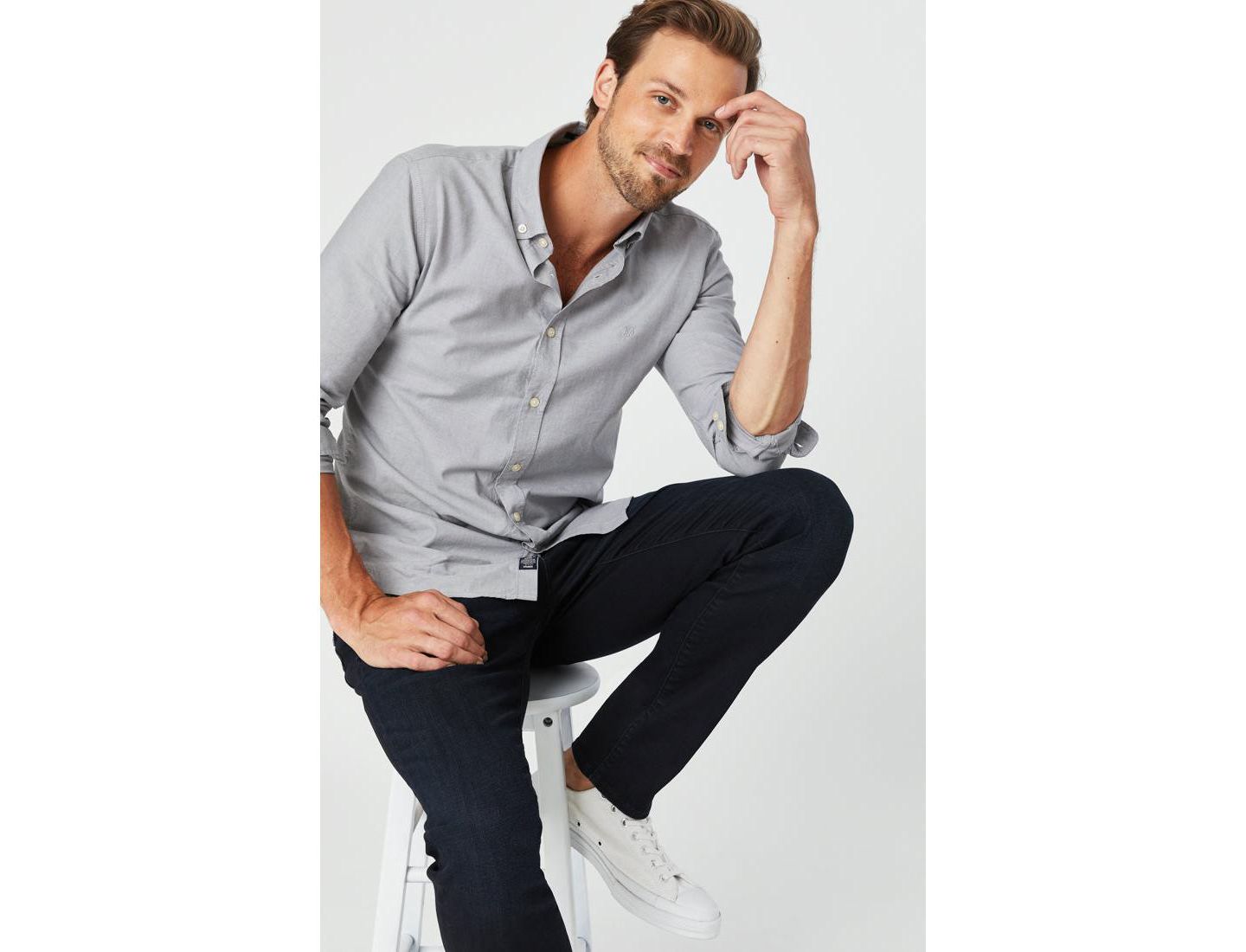 Мужские джинсы Mavi Jeans Jake Regular Rise Skinny Leg In Dark Indigo Williamsburg — фото 5
