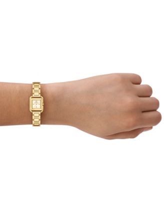 Women's The Kira Square Small Gift Set Quartz Three-Hand Gold Stainless Steel, 19mm