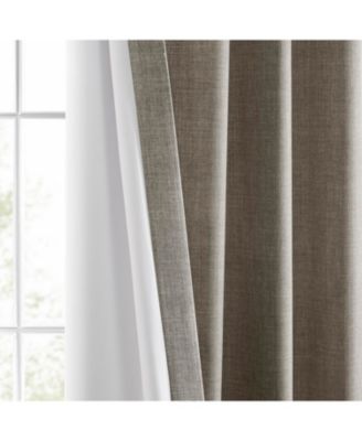 Fossil Grey Italian Faux Linen Room Darkening Curtain