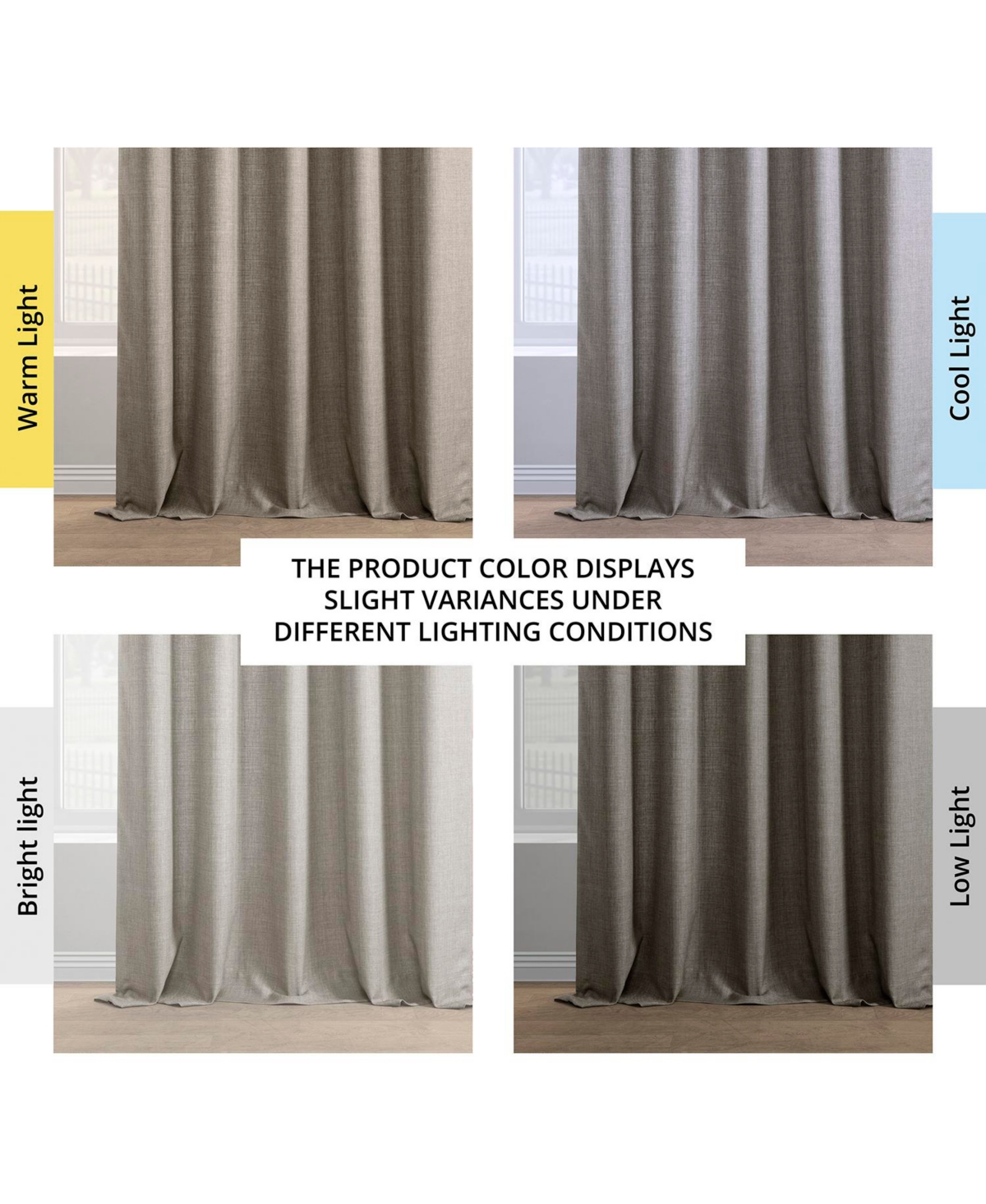 Half Price Drapes Fossil Grey Italian Faux Linen Room Darkening Curtain