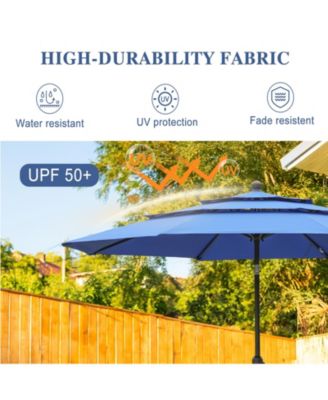 Garden Market Umbrella - 10 FT x 8.3 FT Outdoor Patio Umbrella Round